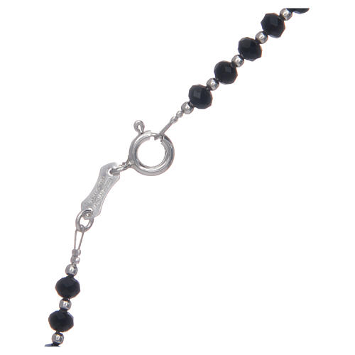 Rosary in 925 sterling silver and black crystal 3 mm 4