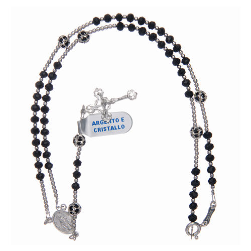 Rosary in 925 sterling silver and black crystal 3 mm 5