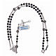 Rosary in 925 sterling silver and black crystal 3 mm s5