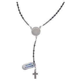 Rosary in 925 sterling silver and hematite grains sized 3 mm