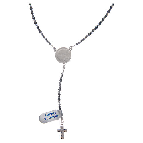 Rosary in 925 sterling silver and hematite grains sized 3 mm 2