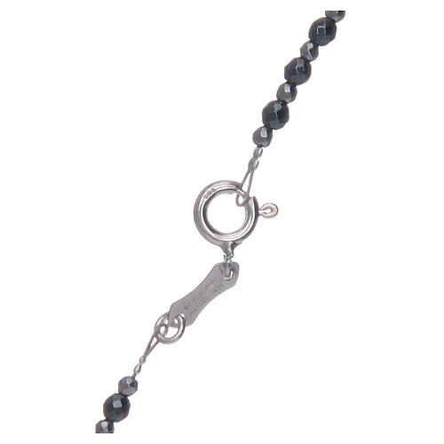 Rosary in 925 sterling silver and hematite grains sized 3 mm 4