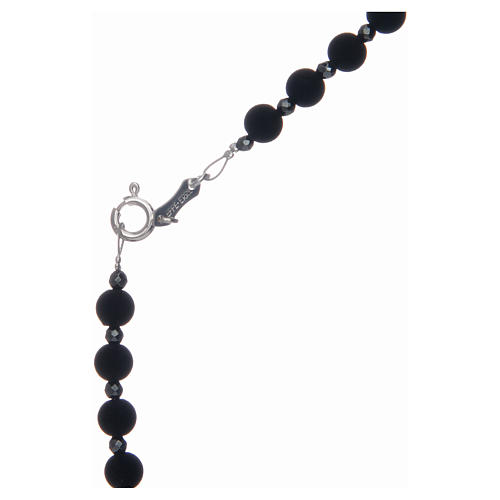Rosary in 925 sterling silver and vulcanic lava grains sized 6 mm 4