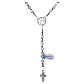 Rosary in 925 sterling silver and transparent shiny crystal 6 mm