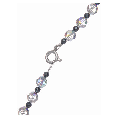 Rosary in 925 sterling silver and transparent shiny crystal 6 mm 4
