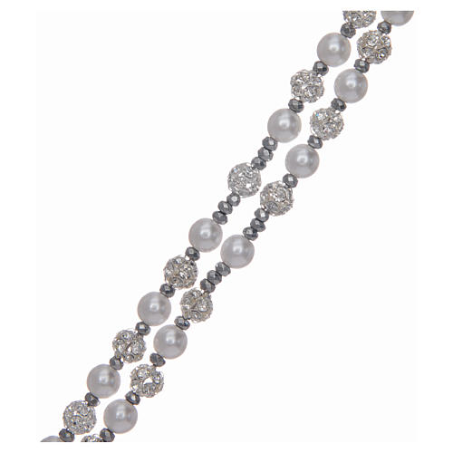 Rosenkranz Silber 925 Perlen und Strassball 6mm 3