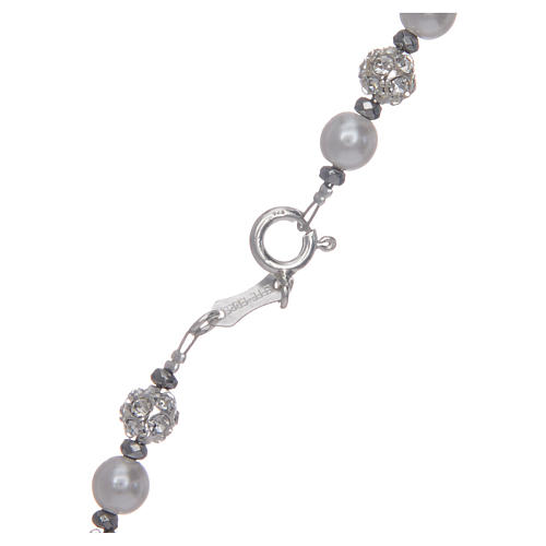 Rosenkranz Silber 925 Perlen und Strassball 6mm 4