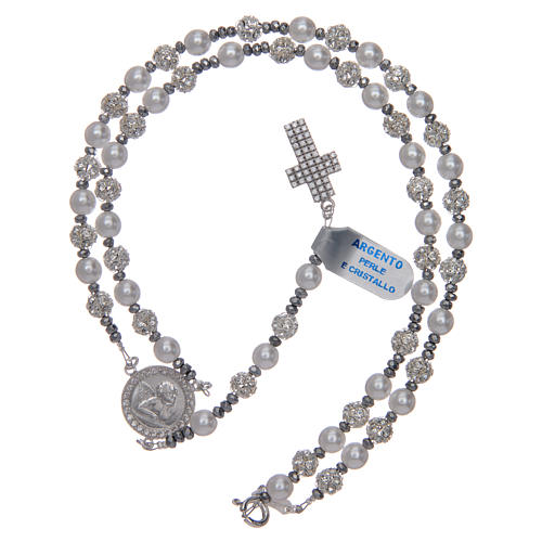 Rosary in 925 sterling silver and crystal 6 mm 5