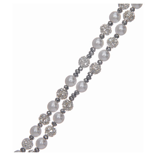 Rosario argento 925 perle e cristallo 6 mm 3