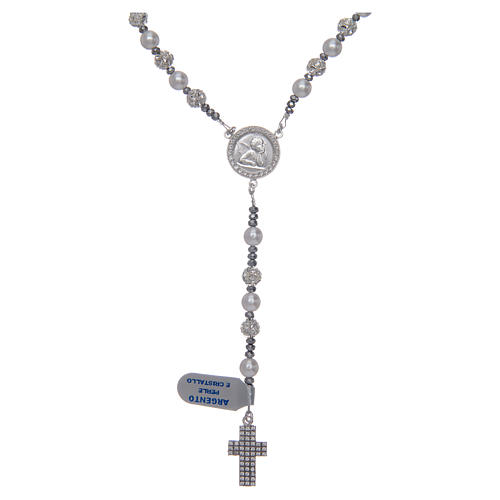 Rosary in 925 sterling silver and crystal 6 mm 1