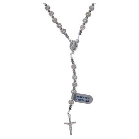 Rosary in 925 sterling silver and strassball pearls 6 mm