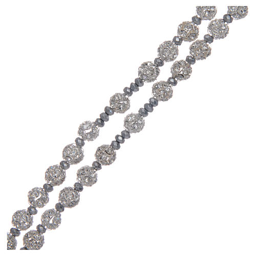 Rosario plata 925 y cuentas strass perla 6 mm 3