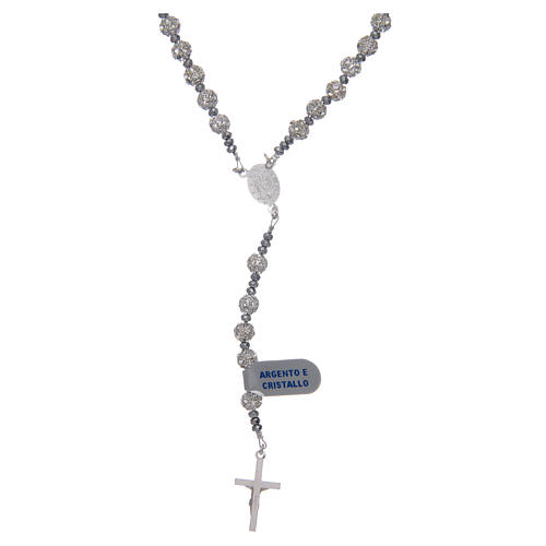 Rosario argento 925 e strassball perla 6 mm 2
