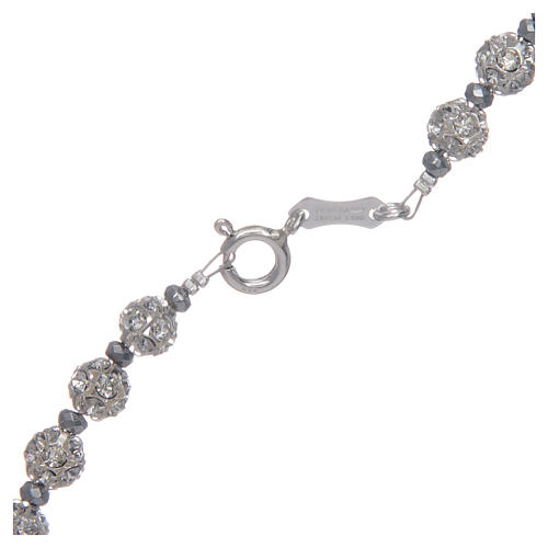 Rosary in 925 sterling silver and strassball pearls 6 mm 4