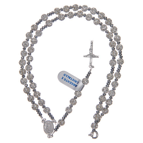 Rosary in 925 sterling silver and strassball pearls 6 mm 5