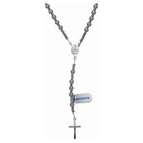 Rosary in 925 sterling silver with diamond cut grains 5 mm