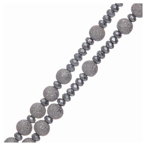 Różaniec srebro 925 koraliki diamentowane 5 mm 3
