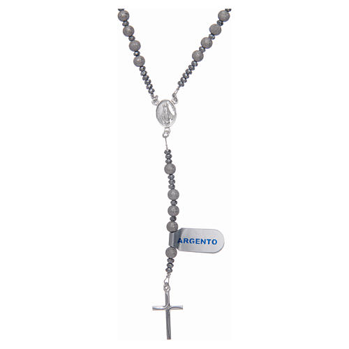 Rosary in 925 sterling silver with diamond cut grains 5 mm 1