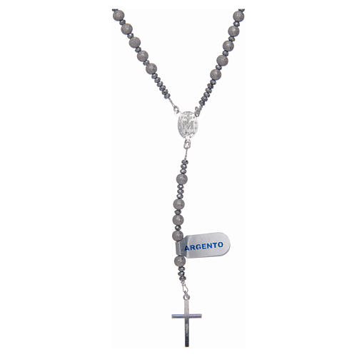 Rosary in 925 sterling silver with diamond cut grains 5 mm 2