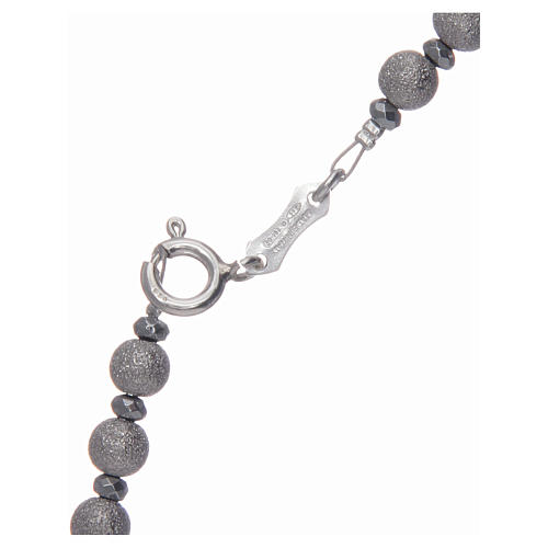 Rosary in 925 sterling silver with diamond cut grains 5 mm 4