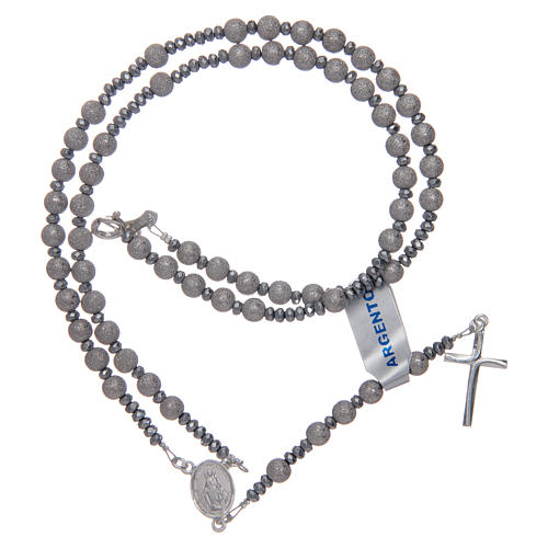 Rosary in 925 sterling silver with diamond cut grains 5 mm 5