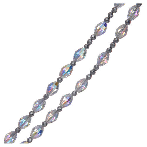 Rosenkranz Silber 925 und transparenten strass oval Perlen 6x4mm 3
