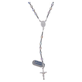 Rosary in 925 sterling silver with transparent strass beads sized 6x4 mm