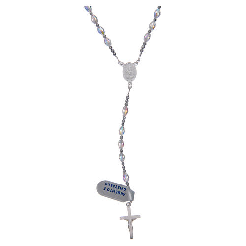 Rosary in 925 sterling silver with transparent strass beads sized 6x4 mm 2