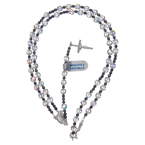 Rosary in 925 sterling silver with transparent black strass beads sized 6 mm 5