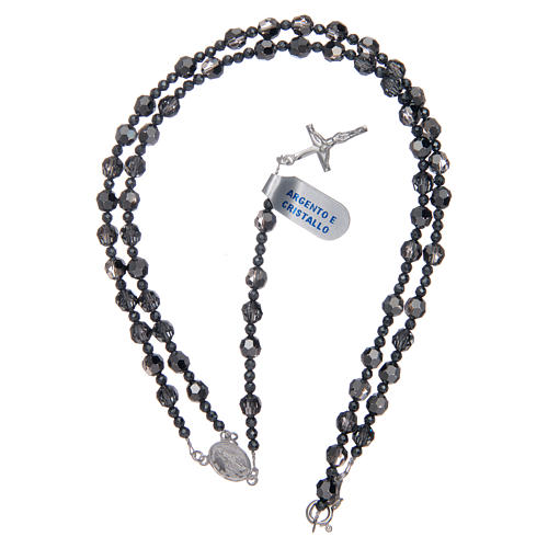 Rosary in 925 sterling silver with iridescent black strass beads sized 6 mm 5