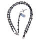Rosary in 925 sterling silver with iridescent black strass beads sized 6 mm s5