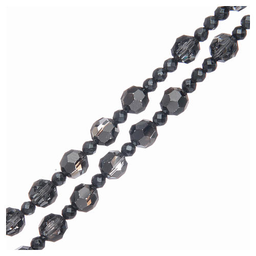 Terço prata 925 strass preto iridescente 6 mm 3