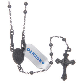 Rosary in 925 sterling silver with black grains