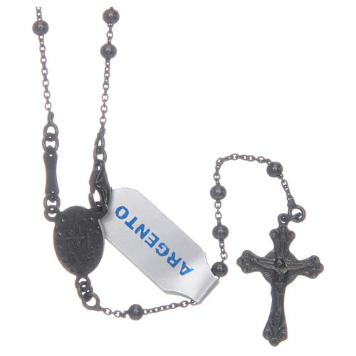 Rosary in 925 sterling silver with black grains 1