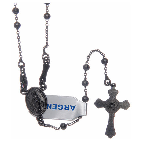 Rosary in 925 sterling silver with black grains 2