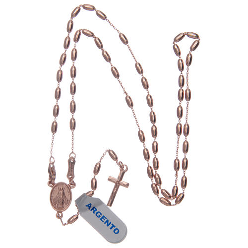 Rosary in 925 sterling silver rosè with oval grains 4