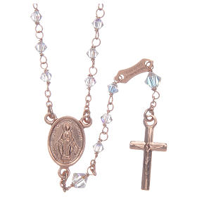 Rosary in 925 sterling silver and transparent strass beads