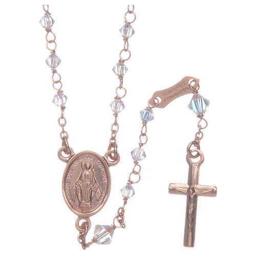 Rosary in 925 sterling silver and transparent strass beads 1