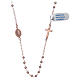 Rosary necklace in 925 sterling silver, rosè with shiny smooth grains s1