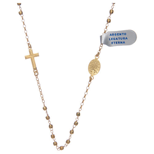 Rosary choker in shiny 925 sterling silver, golden 2