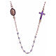 Rosary choker in 925 sterling silver rosè with purple strass beads s1
