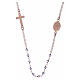 Rosary choker in 925 sterling silver rosè with purple strass beads s2