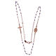 Rosary choker in 925 sterling silver rosè with purple strass beads s3