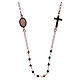 Rosary necklace in 925 sterling silver with black strass grains s1