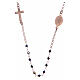 Rosary necklace in 925 sterling silver with black strass grains s2