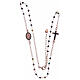 Rosary necklace in 925 sterling silver with black strass grains s3