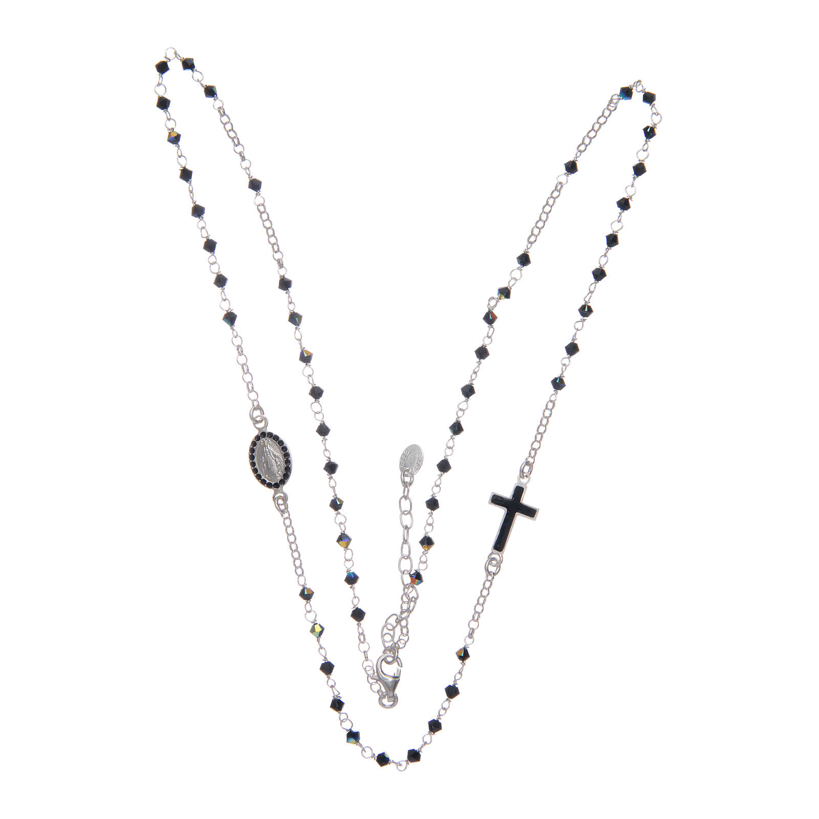 Rosary necklace for men in 925 sterling silver with black online