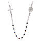 Rosary necklace for men in 925 sterling silver with black strass grains s2