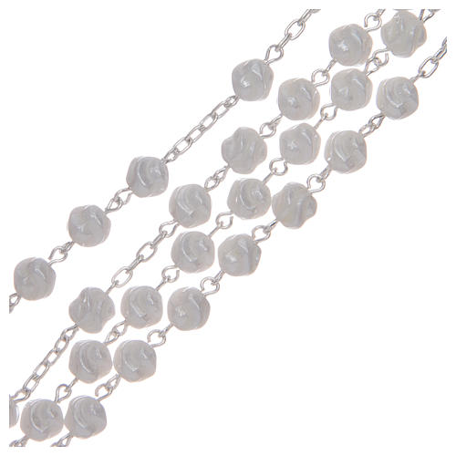 Rosary in 925 sterling silver with white glass grains 3