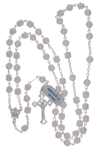 Rosary in 925 sterling silver with white glass grains 4